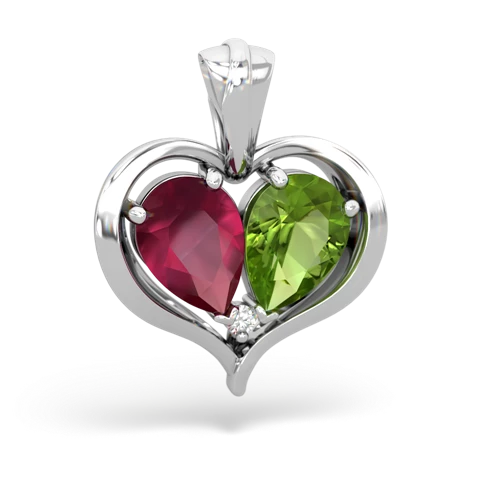 ruby-peridot half heart whole pendant