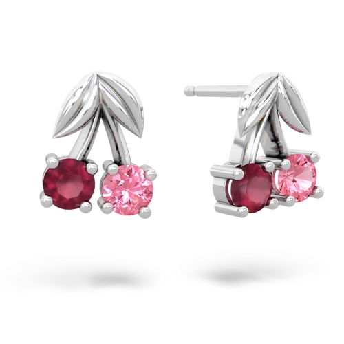 ruby-pink sapphire cherries earrings