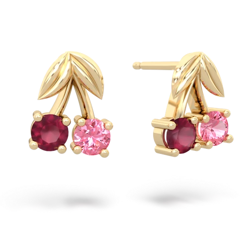 ruby-pink sapphire cherries earrings