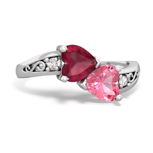 ruby-pink sapphire filligree ring