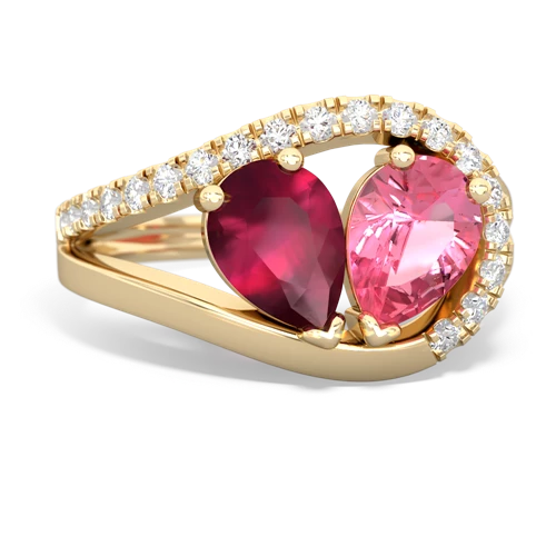 ruby-pink sapphire pave heart ring