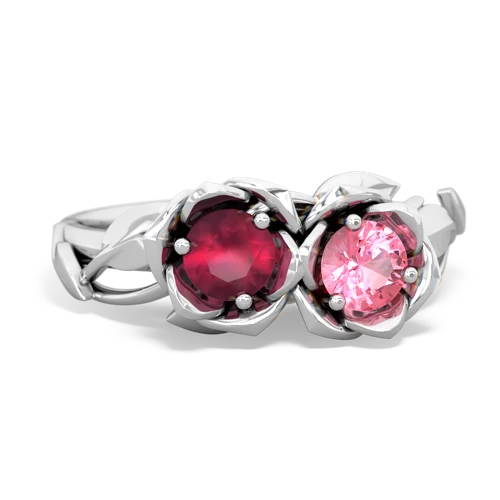 ruby-pink sapphire roses ring