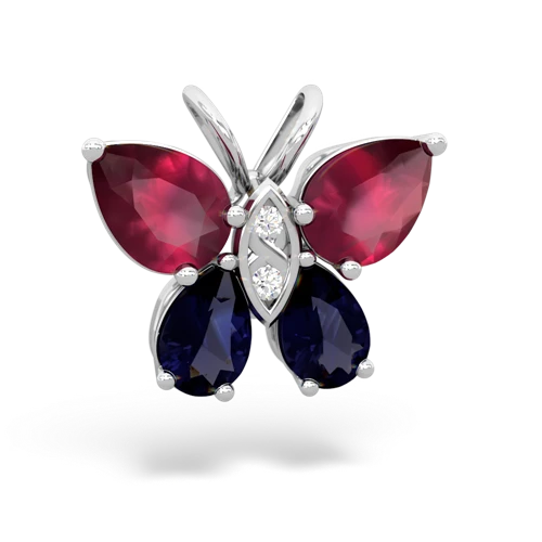 ruby-sapphire butterfly pendant