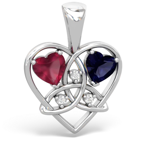 ruby-sapphire celtic heart pendant