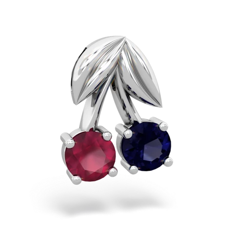 ruby-sapphire cherries pendant