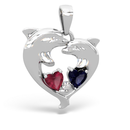 ruby-sapphire dolphins pendant