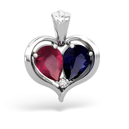 ruby-sapphire half heart whole pendant