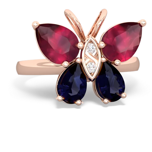 ruby-sapphire butterfly ring