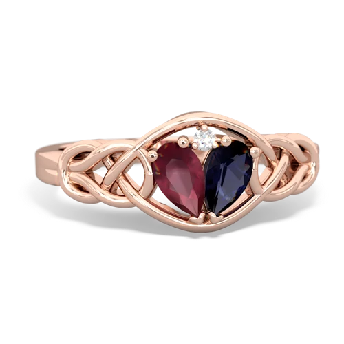ruby-sapphire celtic knot ring