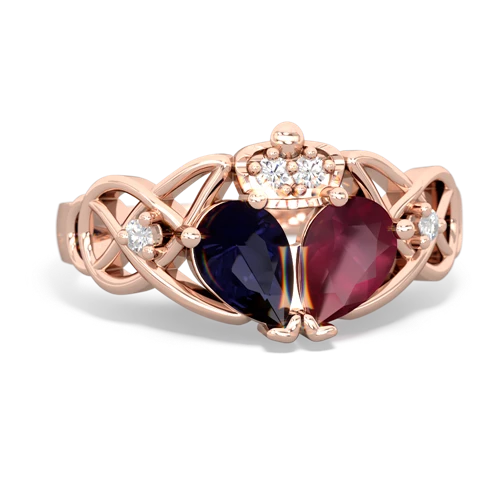 ruby-sapphire claddagh ring