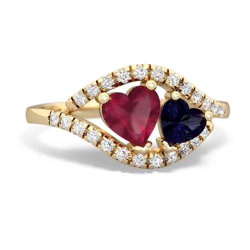 ruby-sapphire mother child ring