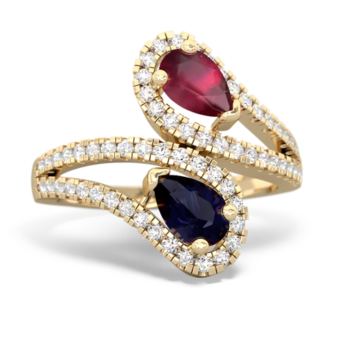 ruby-sapphire pave swirls ring
