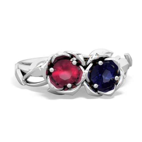 ruby-sapphire roses ring