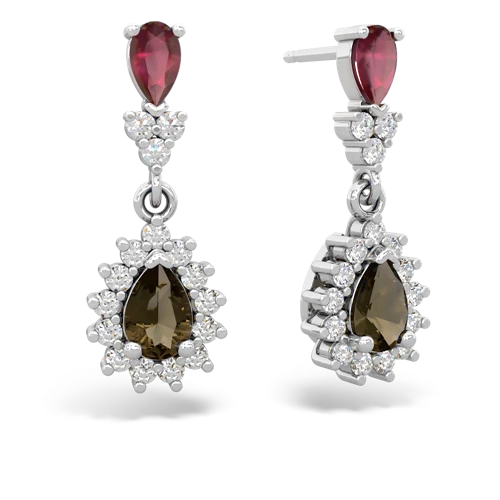 ruby-smoky quartz dangle earrings