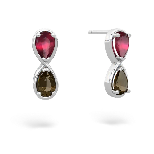 ruby-smoky quartz infinity earrings