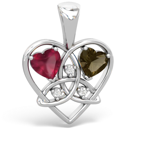 ruby-smoky quartz celtic heart pendant