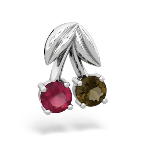 ruby-smoky quartz cherries pendant
