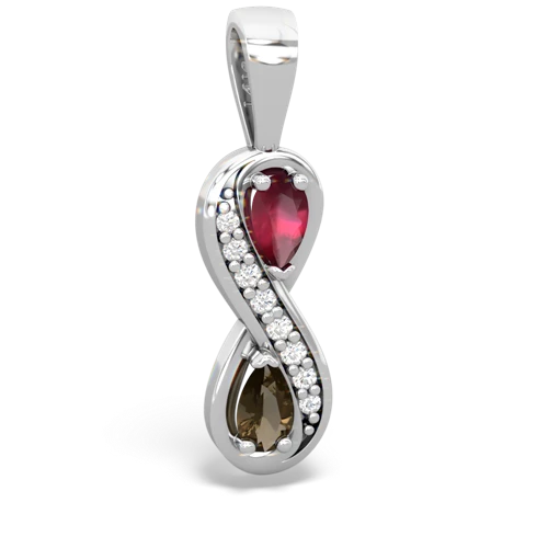 ruby-smoky quartz keepsake infinity pendant