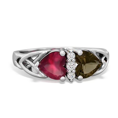 ruby-smoky quartz celtic ring
