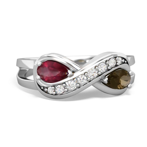 ruby-smoky quartz diamond infinity ring