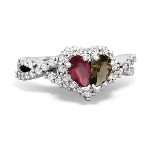 ruby-smoky quartz engagement ring