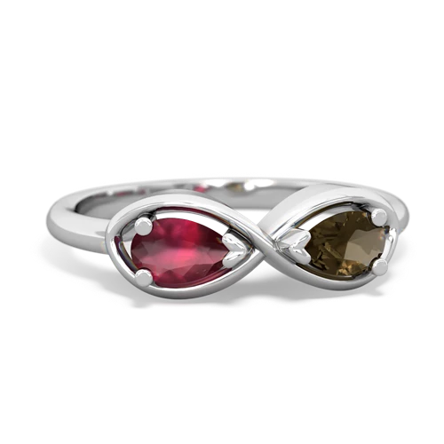 ruby-smoky quartz infinity ring