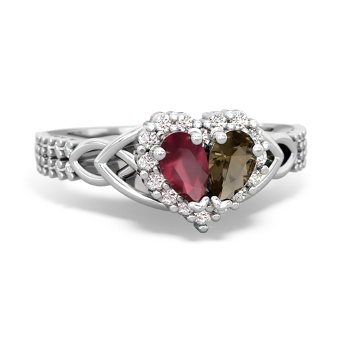 ruby-smoky quartz keepsake engagement ring