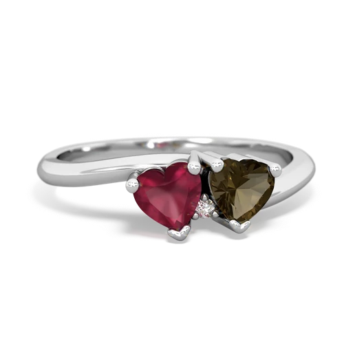 ruby-smoky quartz sweethearts promise ring