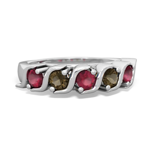 ruby-smoky quartz timeless ring