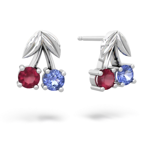 ruby-tanzanite cherries earrings