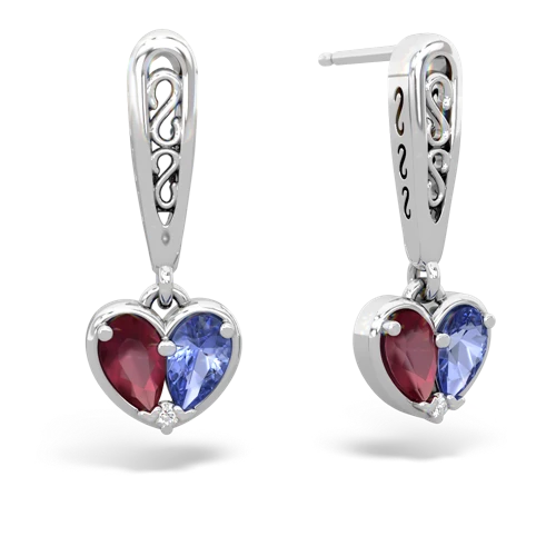 ruby-tanzanite filligree earrings