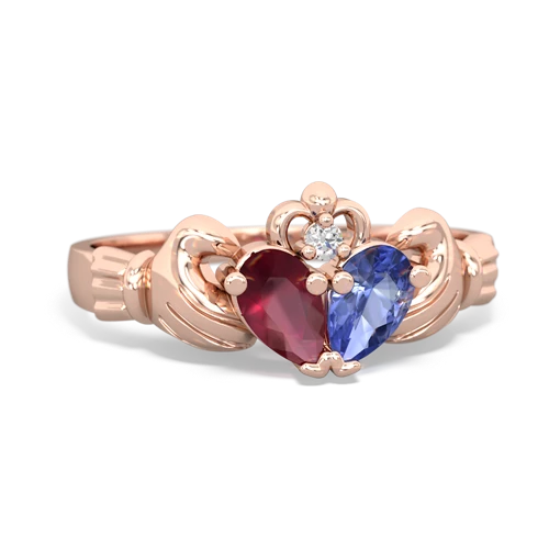 ruby-tanzanite claddagh ring
