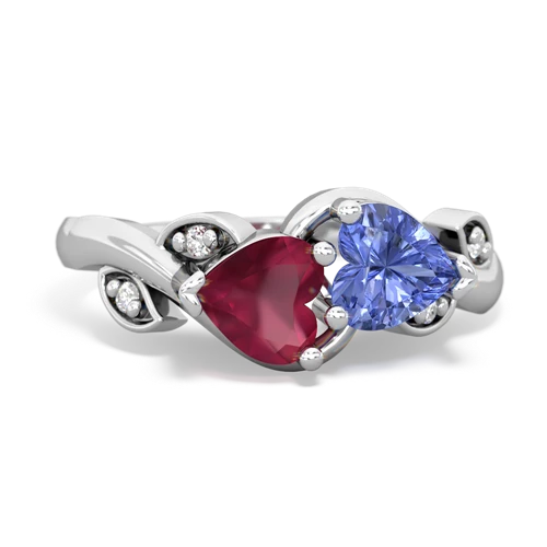 ruby-tanzanite floral keepsake ring