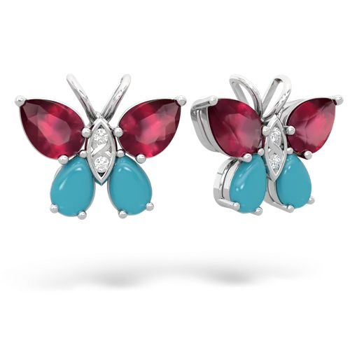 ruby-turquoise butterfly earrings