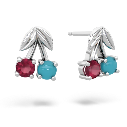 ruby-turquoise cherries earrings