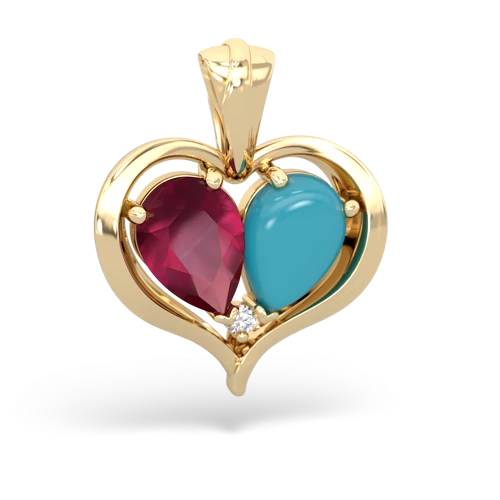 ruby-turquoise half heart whole pendant