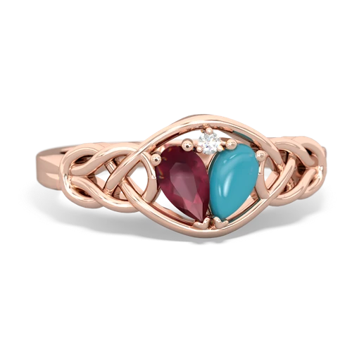 ruby-turquoise celtic knot ring