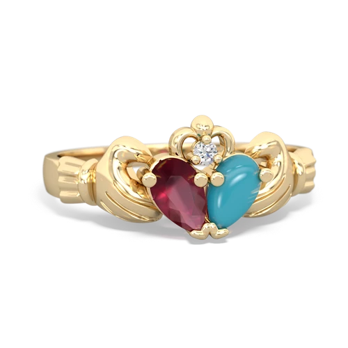 ruby-turquoise claddagh ring