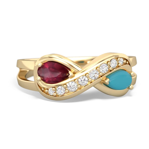 ruby-turquoise diamond infinity ring