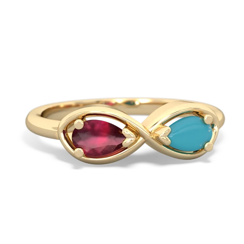 ruby-turquoise infinity ring