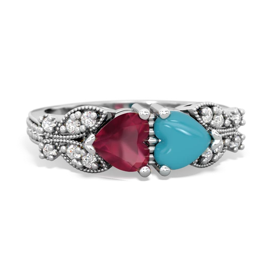 ruby-turquoise keepsake butterfly ring