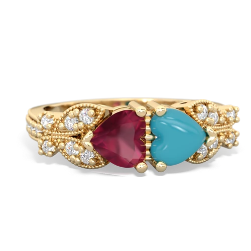 ruby-turquoise keepsake butterfly ring