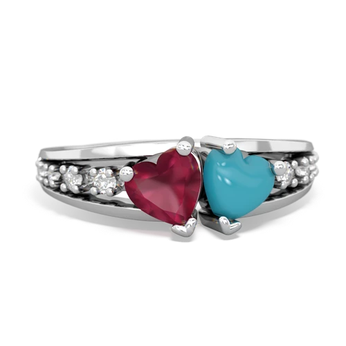 ruby-turquoise modern ring