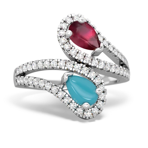 ruby-turquoise pave swirls ring