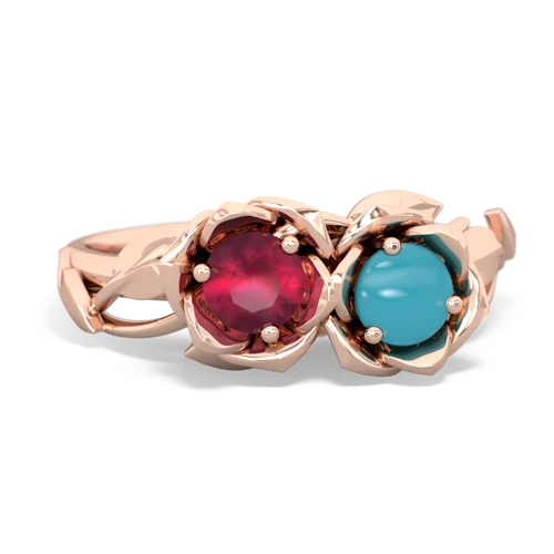 ruby-turquoise roses ring