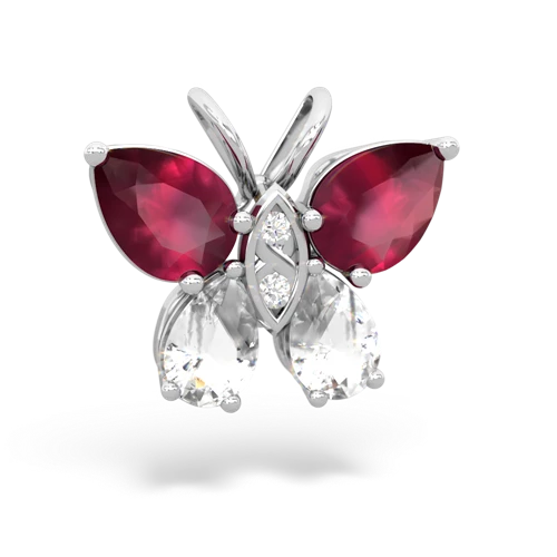 ruby-white topaz butterfly pendant
