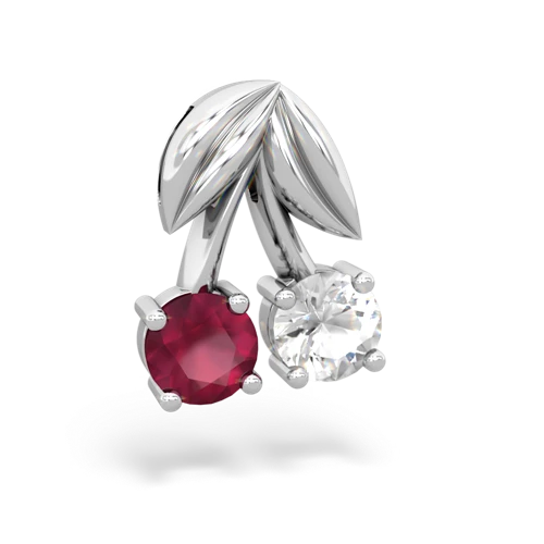 ruby-white topaz cherries pendant