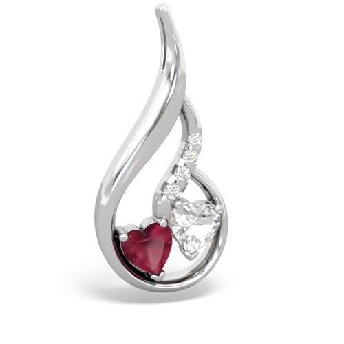 ruby-white topaz keepsake swirl pendant