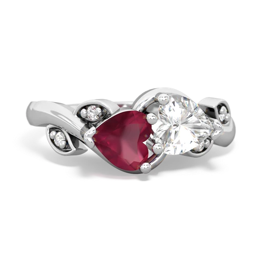 ruby-white topaz floral keepsake ring