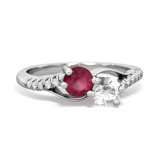 ruby-white topaz two stone infinity ring